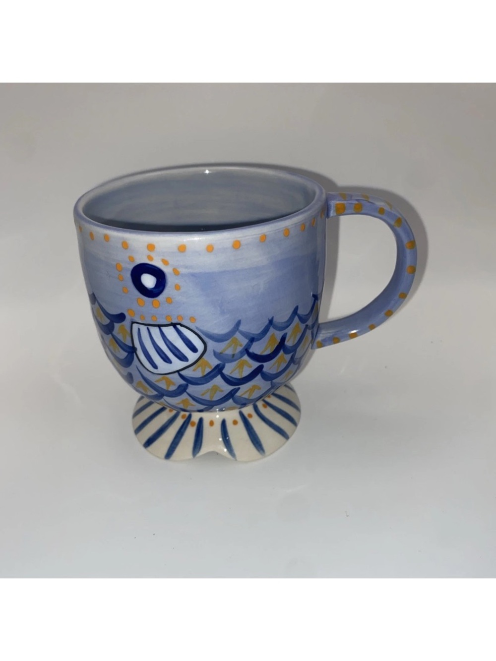 ANTHROPOLOGIE Tortua Blue Fish Mug-10.75 Ounces